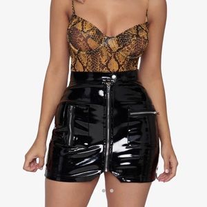 Black latex skirt